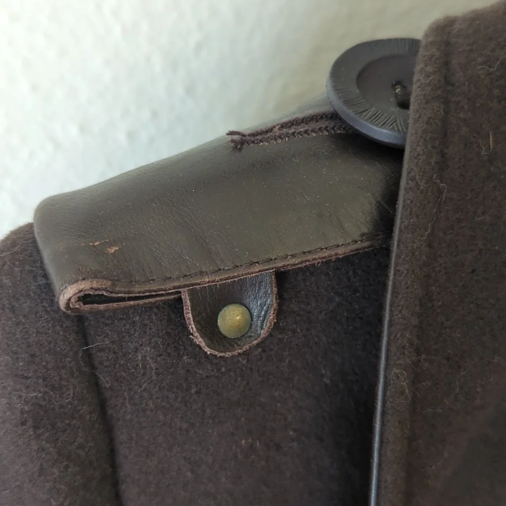 Mackage wool leather trim cozy belt winter trench coat - Picture 3 of 11